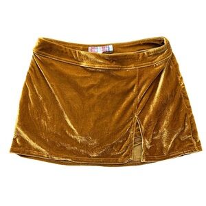 Urban Outfitters Gold Velvet Mini Skirt XS